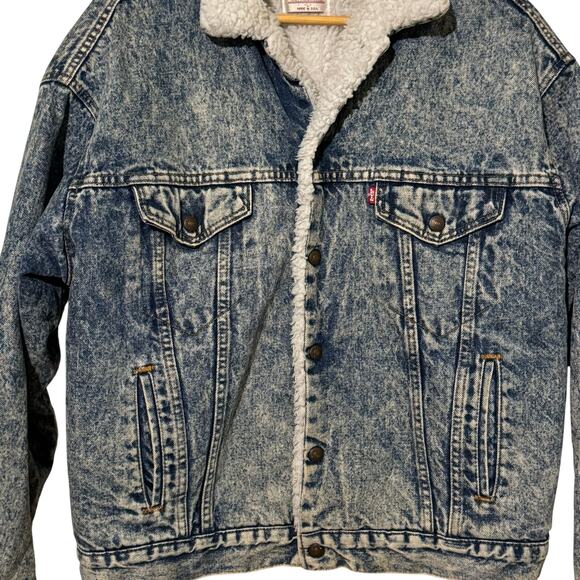 Vintage Made in USA Levis San Francisco Sherpa Lined Trucker Denim Jean Jacket - Picture 4 of 13